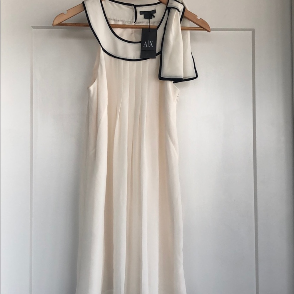 NWT cream and black chiffon dress